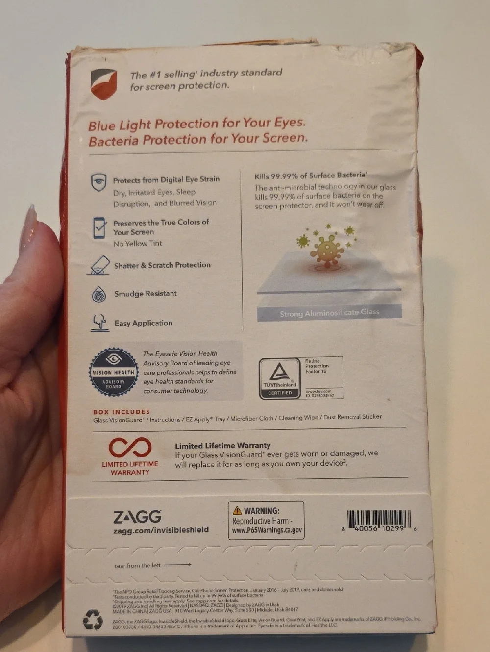 Glass VisionGuard+ Screen Protector iPhone 11 Pro/XS/X White New Eyesafe Tech